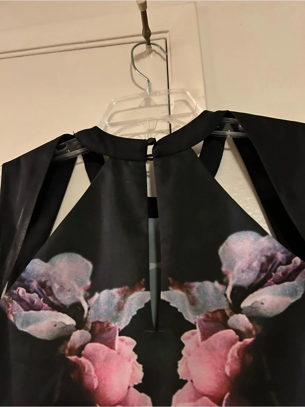 Free People Black Shift Dress with Pink Floral Print